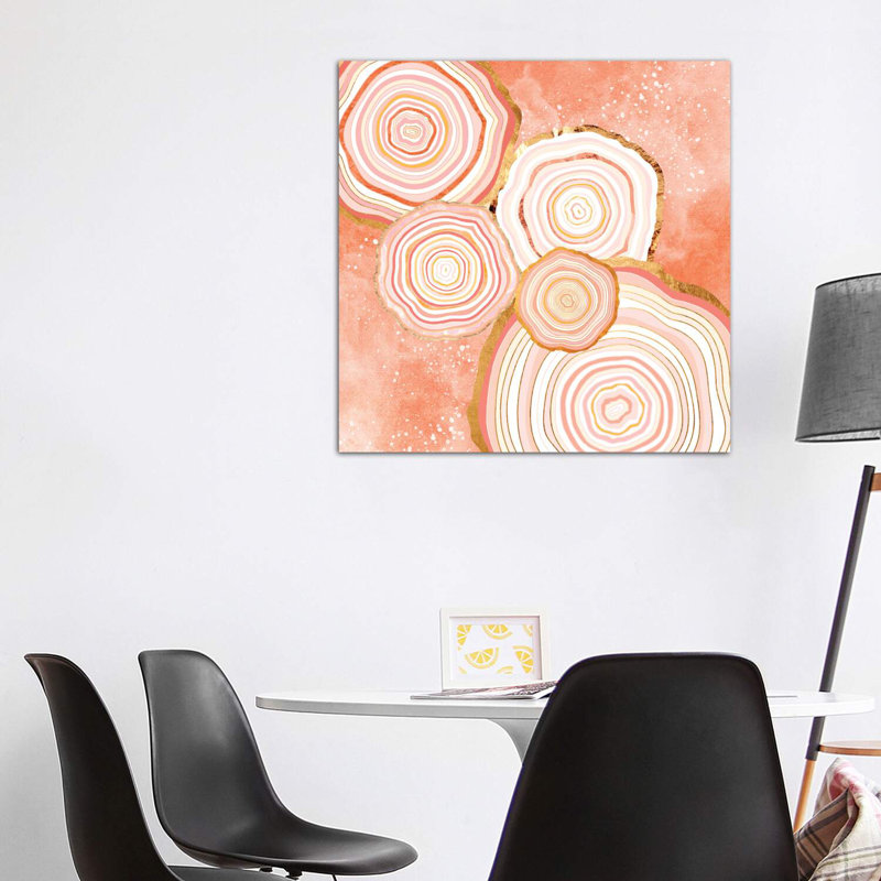Corail, agate abstraite - impression, H 48 po x l 48 po x 1,5 po, Toile tendue