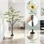Arbre de magnolia artificiel en pot 6 pi avec fleurs réalistes, plante à fleurs artificielle pour la décoration intérieure et extérieure