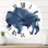 Silhouette de bison bleu marine - horloge murale campagnarde