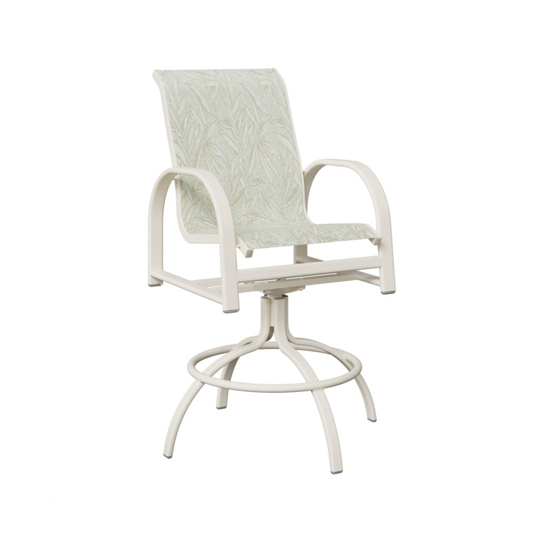Chaise de bar pivotante en aluminium blanc mat avec tissu Sling de Montego Bay Berlin Gardens, Blanc mat, Montego Bay