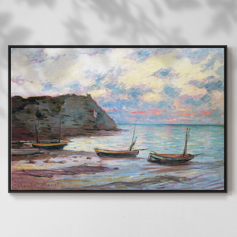 " Sunset At Etretat, 1885 ", Black, 17" H x 25" W x 2" D