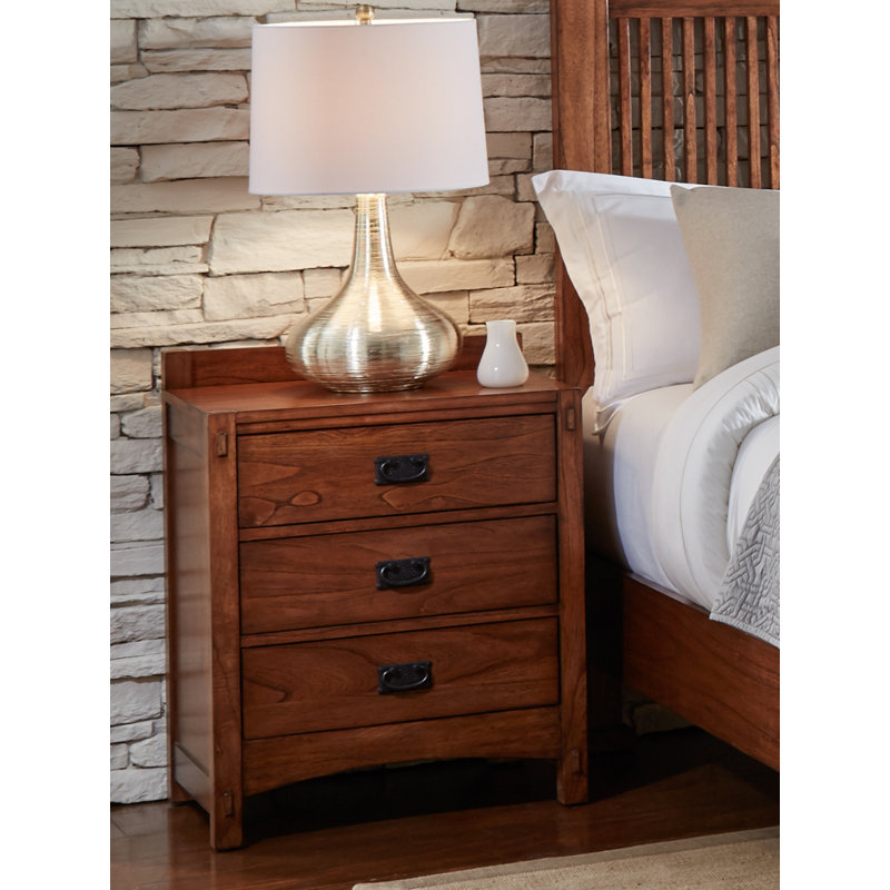 3-drawer Solid Wood Nightstand with USB Chargers