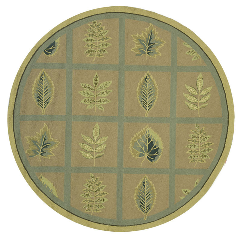 Kinchen Hand Hooked Wool Pile Floral Rug, Round 3'