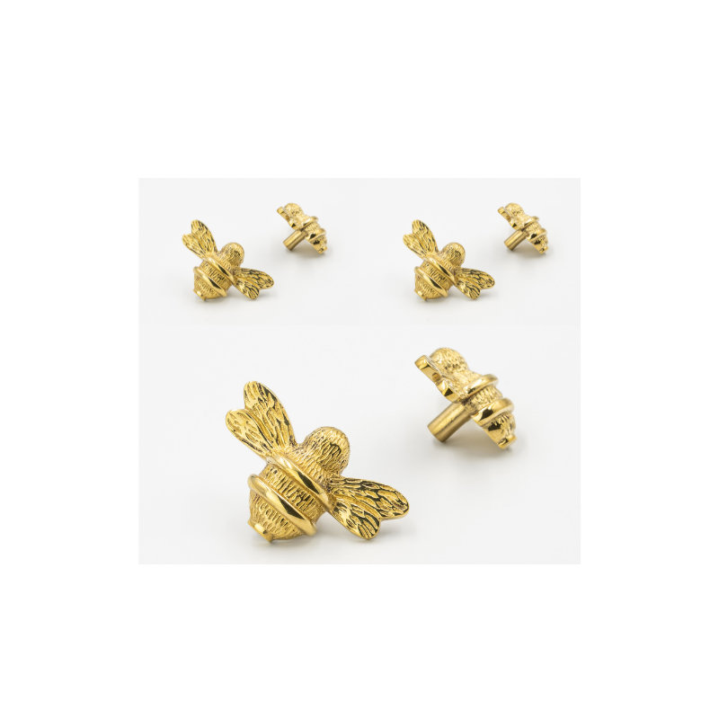 Sagers 6 X Nickel Bee Knobs, Brass
