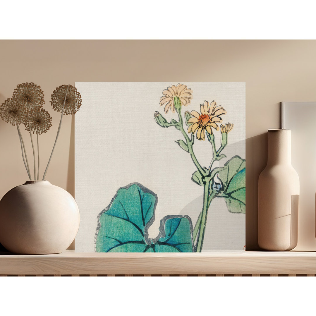 Japanese Botanical Art Canvas Print, Vintage Ukiyo-e Daisy Flowers Wall Art, Zen Minimalist Nature Home Decor Aesthetic Gift