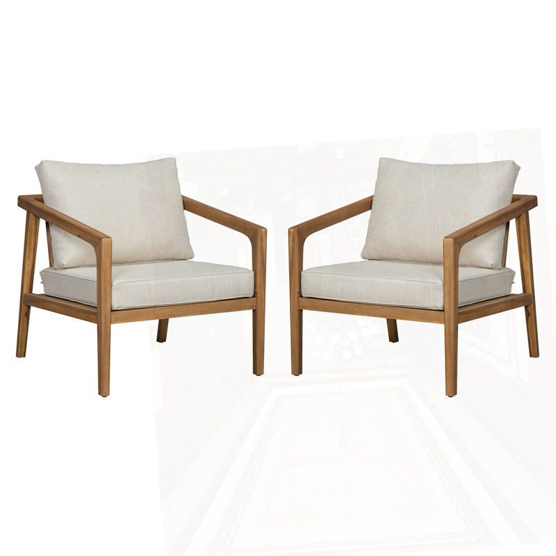 Outdoor Acacia Wood Club Chair(Set Of 2)
