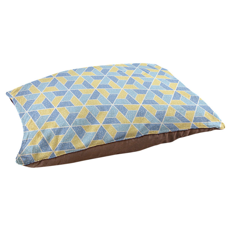 Coussin pour chien Byrge Trapezoids, Grand (l 40 po x P 30 po x H 32,5 po), Orange / bleu foncé / cyan foncé