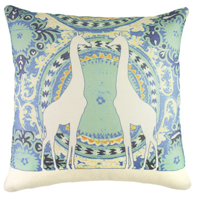 Giraffe Cotton Reversible Throw Pillow