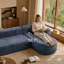 Canapé modulaire à compression en chenille bleue de 109 pouces en forme de L pour la maison