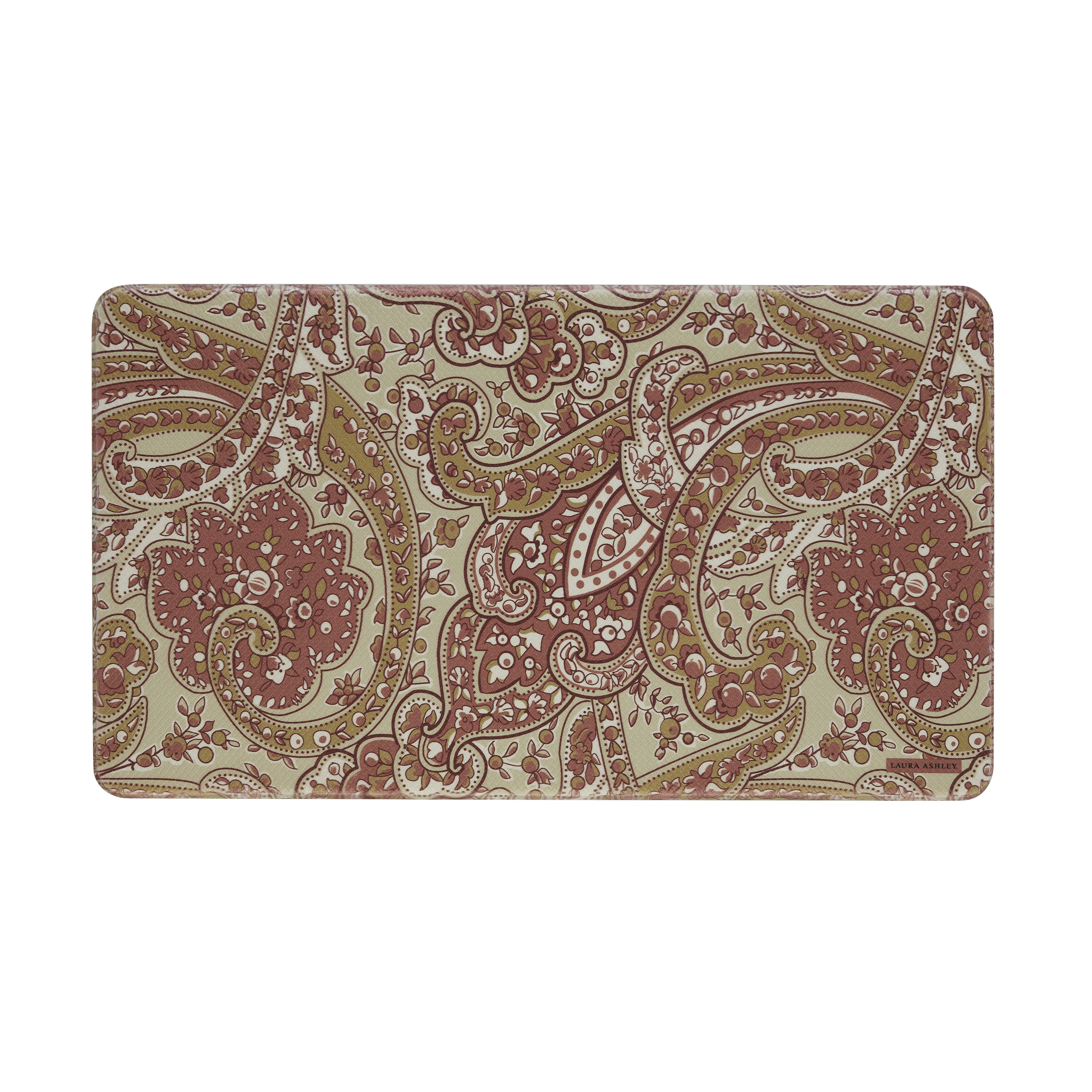 Laura Ashley Gray Floral 17.5 in. x 48 in. Anti-Fatigue Wellness Mat