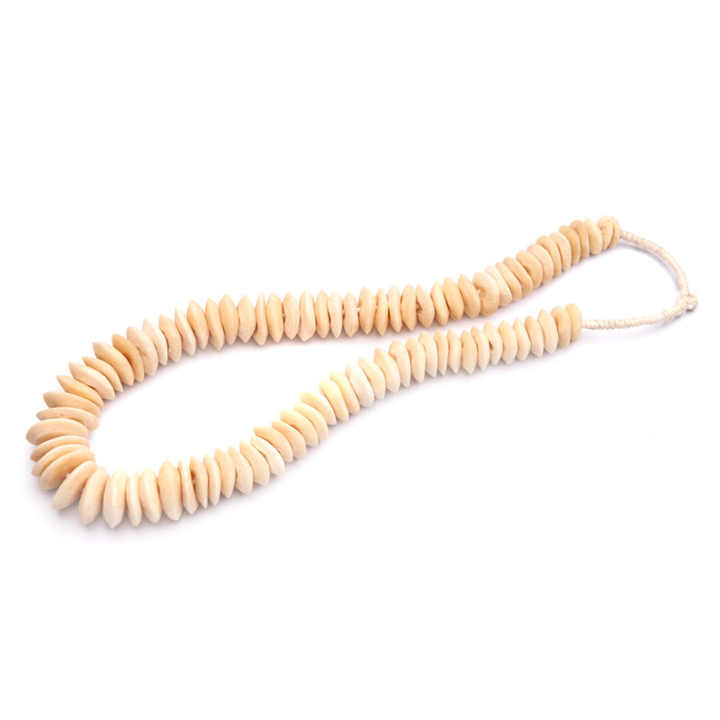 Lily's Living 15"L Conical Cream Flat Decorative African Bone Beads, Home Accent Art Décor