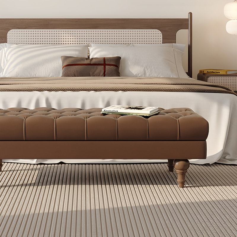 Banc rembourré en cuir, H 15,74 po x l 59,05 po x P 19,68 po