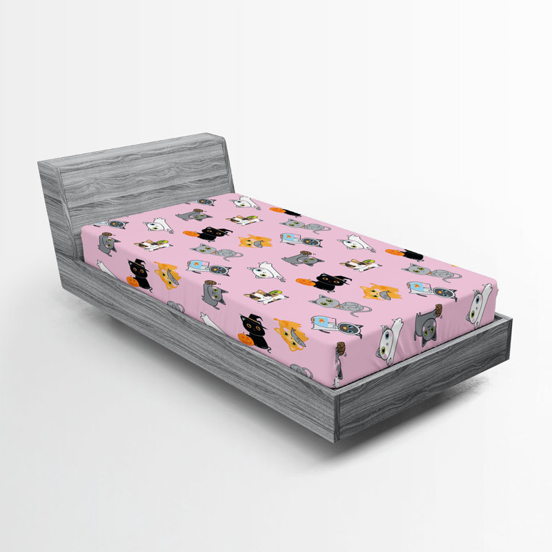 Ensemble de 2 draps-housse pour chat Ambesonne, Twin Fitted Sheet