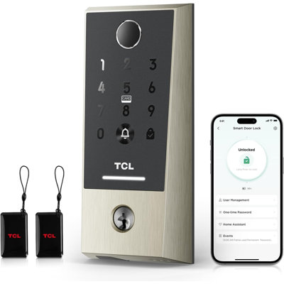 Serrure de porte intelligente numérique à clavier avec pavé numérique TC2 D2 Plus, nickel brossé