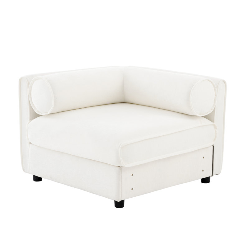 Modular Chenille Corner Sofa With Ergonomic Support - White