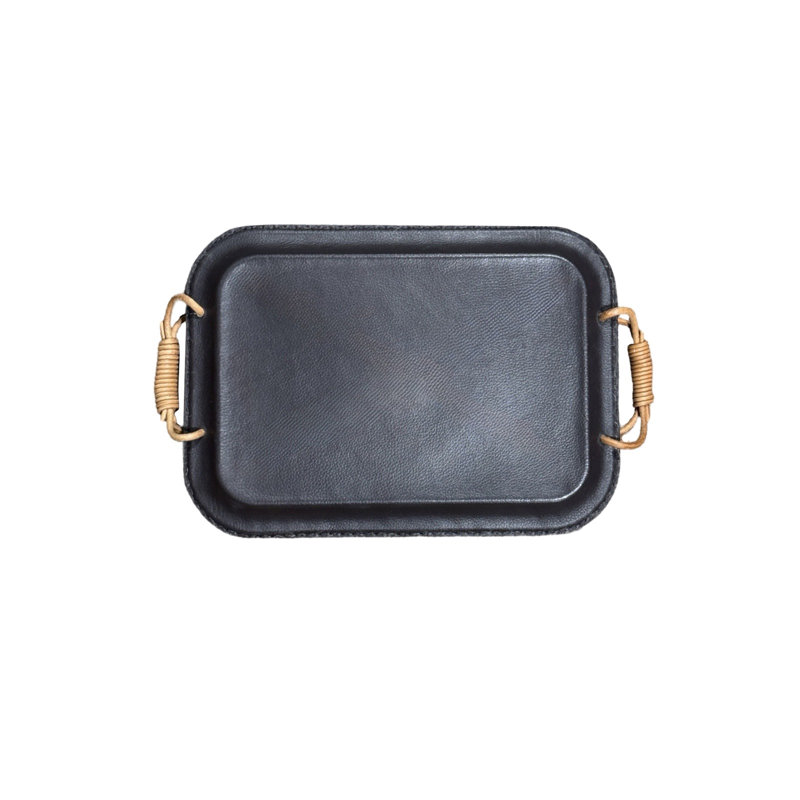 Plateau à pain SOUTH AMERICAN, H 1 po x l 12 po x P 9 po, Cuir vert olive