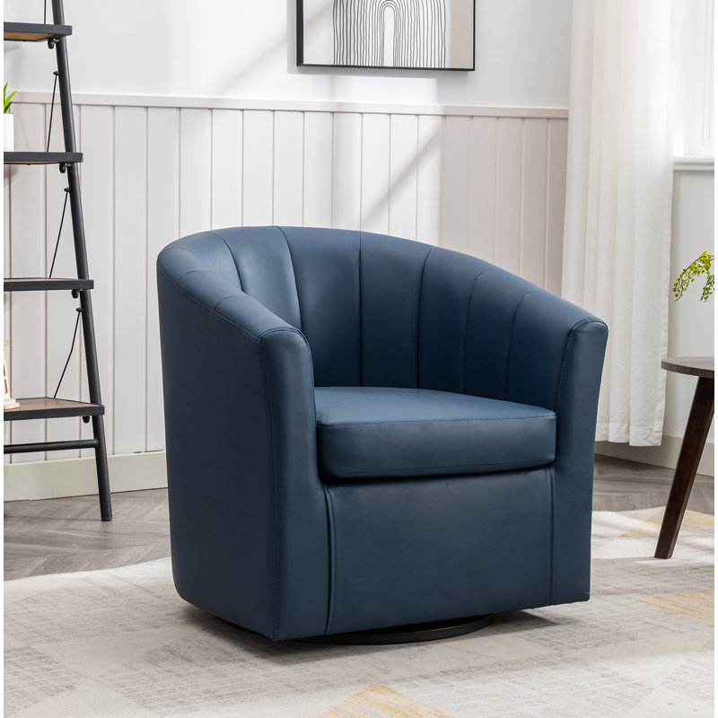 Fauteuil d'appoint pivotant en similicuir Minnetrista, Similicuir bleu