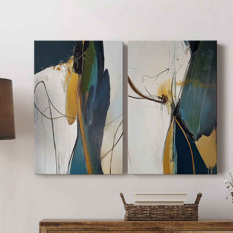 ABSTRACT Series DCXI - Toile tendue avec châssis de qualité supérieure - Prêt à être accroché, H 36 po x l 48 po