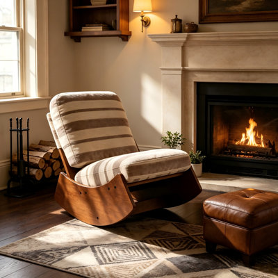 Chaise berçante confortable, fauteuil oscillant rembourré de haute qualité, structure en bois massif, parfaite pour les réglages multiples de la chaise de lecture pour la chambre à coucher et le salon