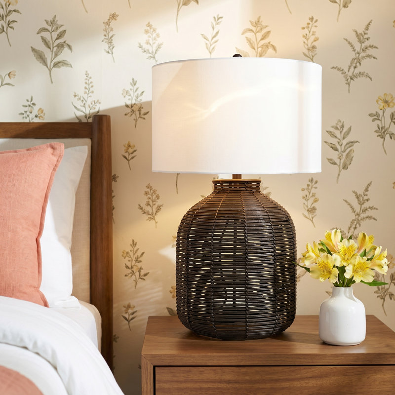 Zeppelin Alma Rattan Table Lamp, Black