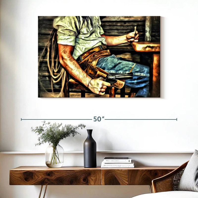 Cowboy intrépide Lelar, 26" H x 39" W