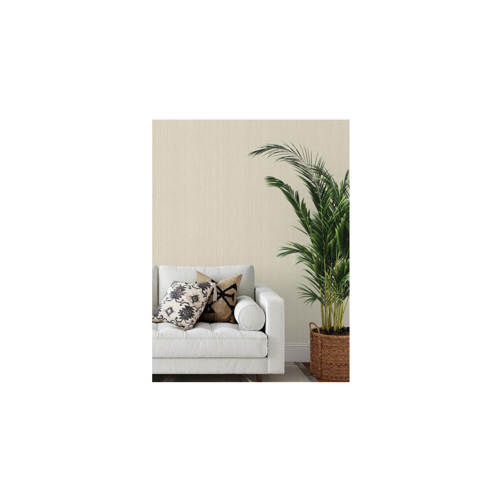 Classic Italian Silky Plain Italian Vinyl on Non-woven Wallpaper Roll, Beige