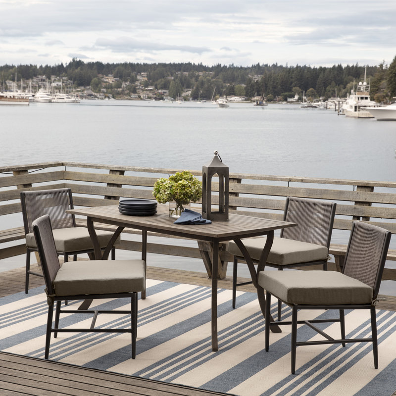 Arden Selections Oceantex Outdoor Dining Chair Seat Cushion 4" Cushion, Tan