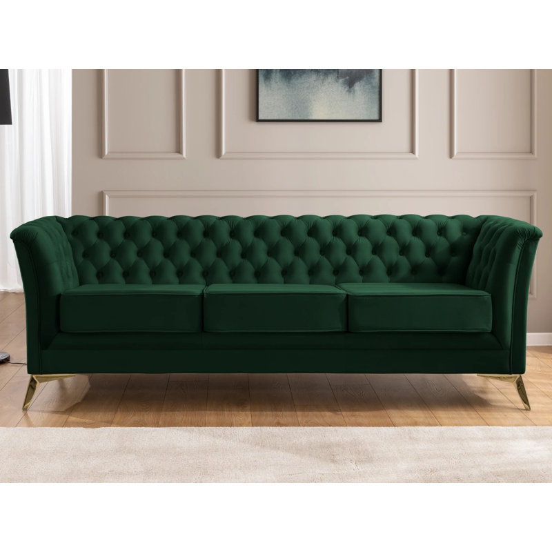 Whitby 2 - Piece Velvet Living Room Set, Gold, Bottle Green