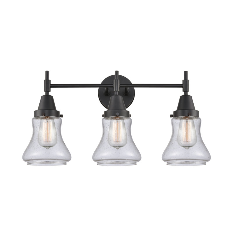 Éclairage pour meuble-lavabo à 3 lumières à intensité variable Gayle, Grainé, Ampoule DEL rétro 4 watts, Noir mat