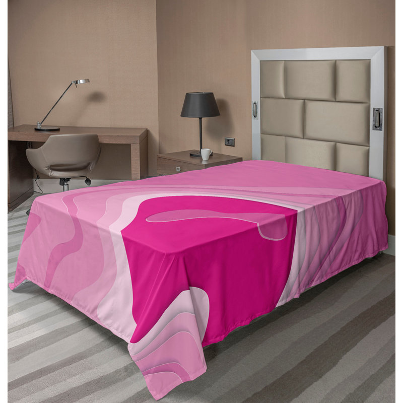Drap plat moderne de style bohème Ambesonne, Drap plat pour lit simple, Magenta Pink/Soft Pink Abstract