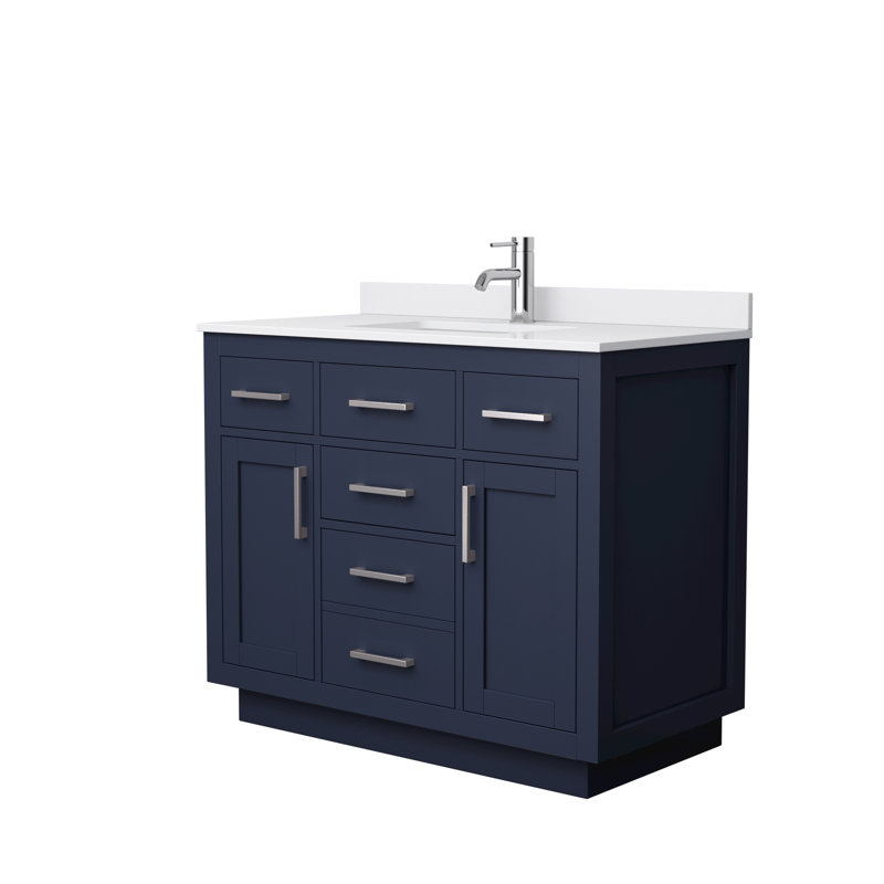 Beckett TK 42'' W Single Vanity, Dark Blue, White Cultured Marble, Brushed Nickel