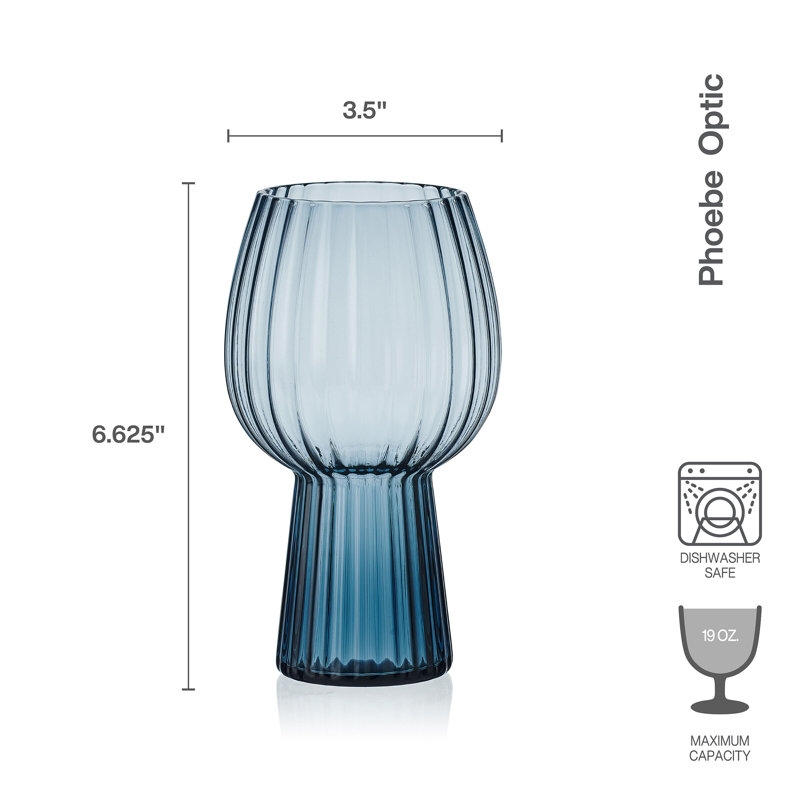 Mikasa Phoebe Optic Goblet Beer Glasses, Set Of 4, 19 Ounce, Blue