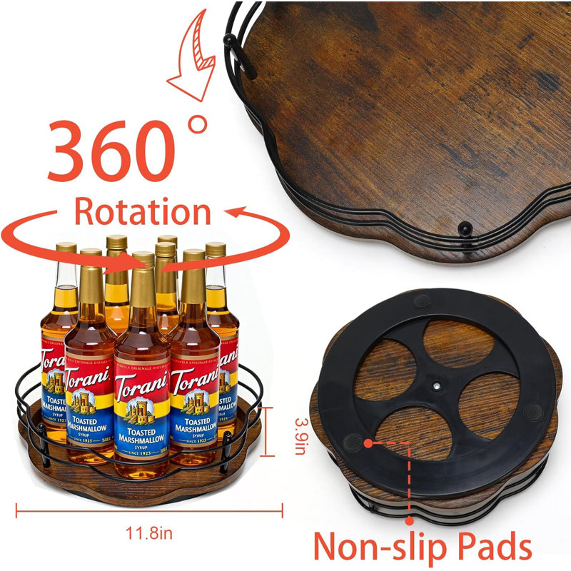 Organisateur de table tournante en métal 12 bouteilles de 9 pouces pour la maison ou le café - Lisse à 360 ° pour économiser de l'espace