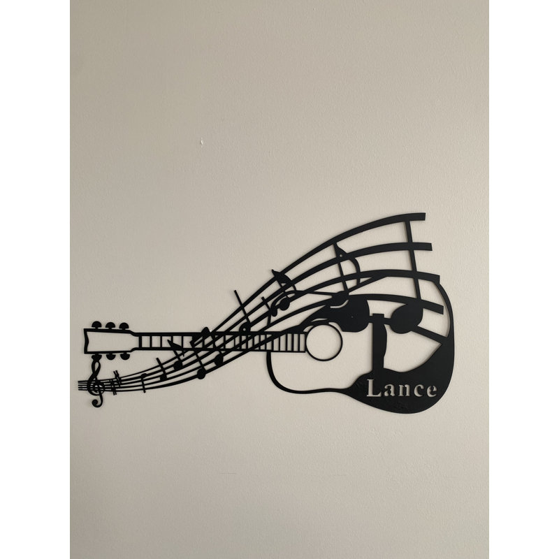 Décoration murale guitare et notes découpées au laser