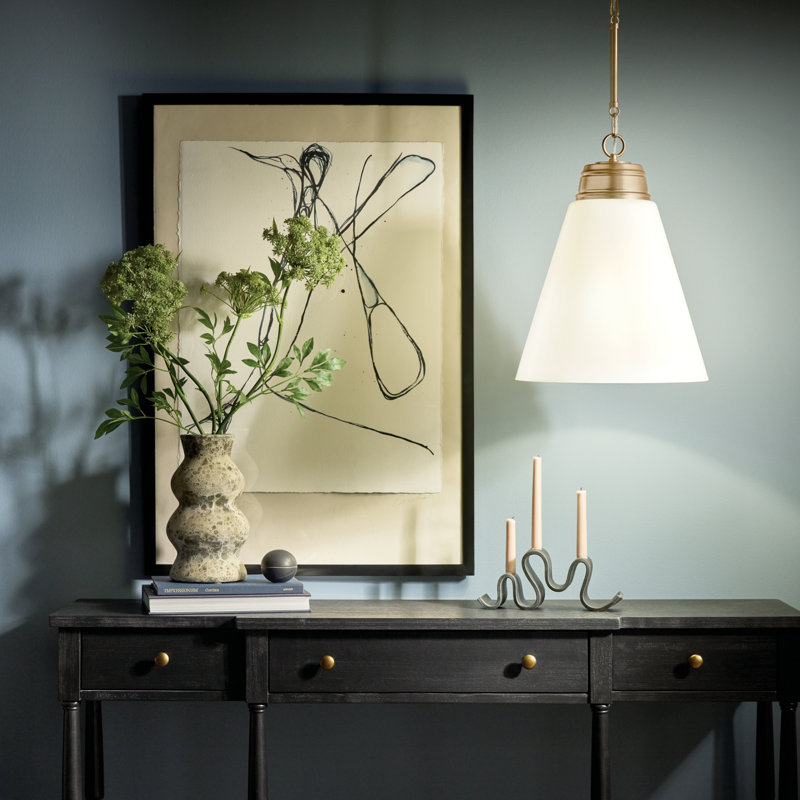 Champagne Bronze Medium Pendant with Opal Glass Shade