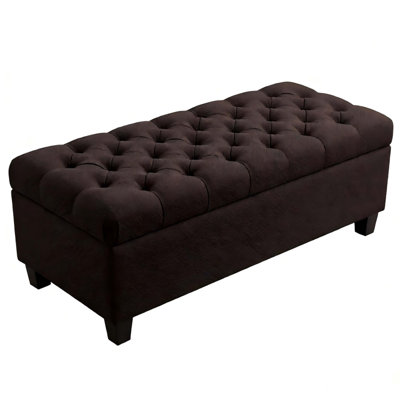 50.25" Storage Ottoman Bench - Brown Storage Bench End Of Bed With Safety Hinges, Footrest Stool For Living, Dining Room, Entryway And Hallway