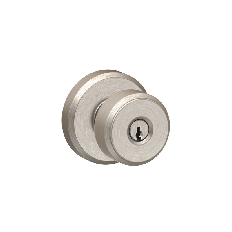Bowery Keyed Entry Knob with Greyson Trim, Satin Nickel