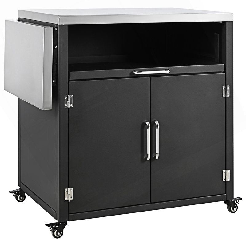 Armoire d'extérieur polyvalente avec surfaces de travail pliables et extensibles, armoire d'appoint