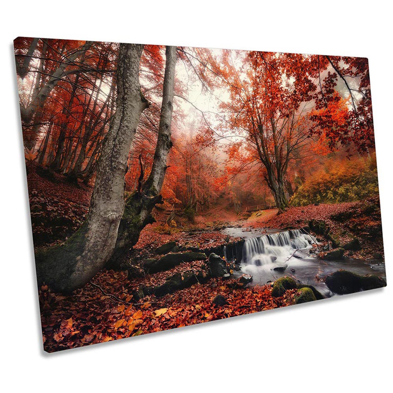 Red Landscape Woodland - Wrapped Canvas Print, 81.3cm H x 121.9cm W x 4cm D