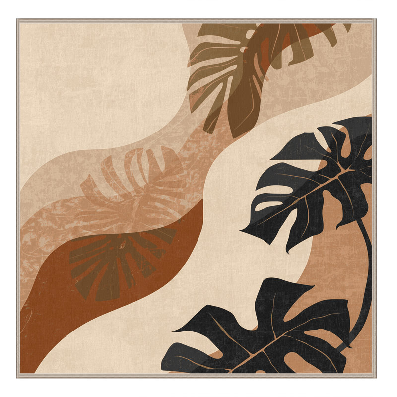 Machine Washable Ortmund Philodendron Eclectic Abstract Rug in Beige – Beige Binding, 7' Square