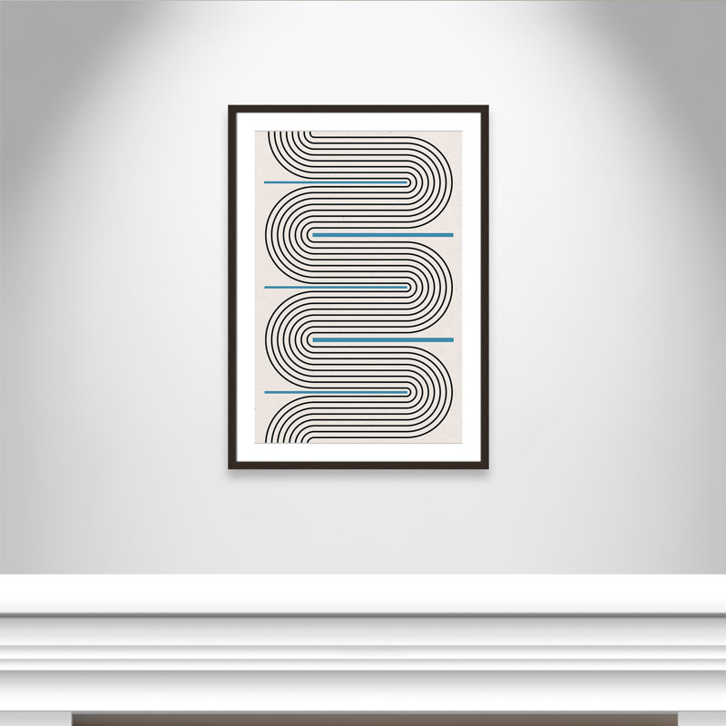Curved Lines Symphony Print by Miuus Studio, 25.5'' W x 35.5'' H, Matted Print, Open Grain Walnut