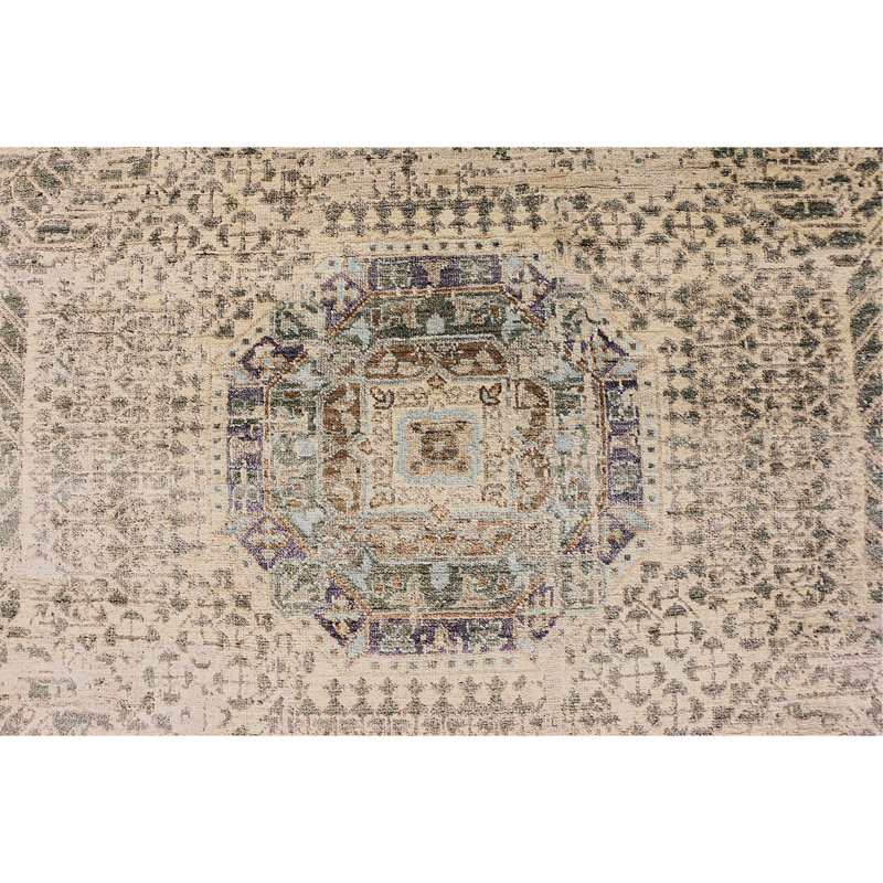 Geometric Area Rug in Beige, Rectangle 6' x 9'