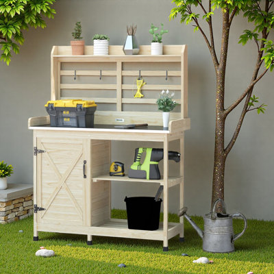 Banc de rempotage en bois avec rangement, patio, balcon
