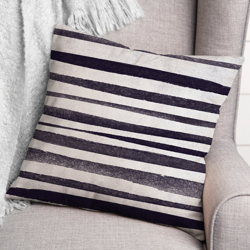  Coussin décoratif intérieur / extérieur à rayures, Bleu marine
