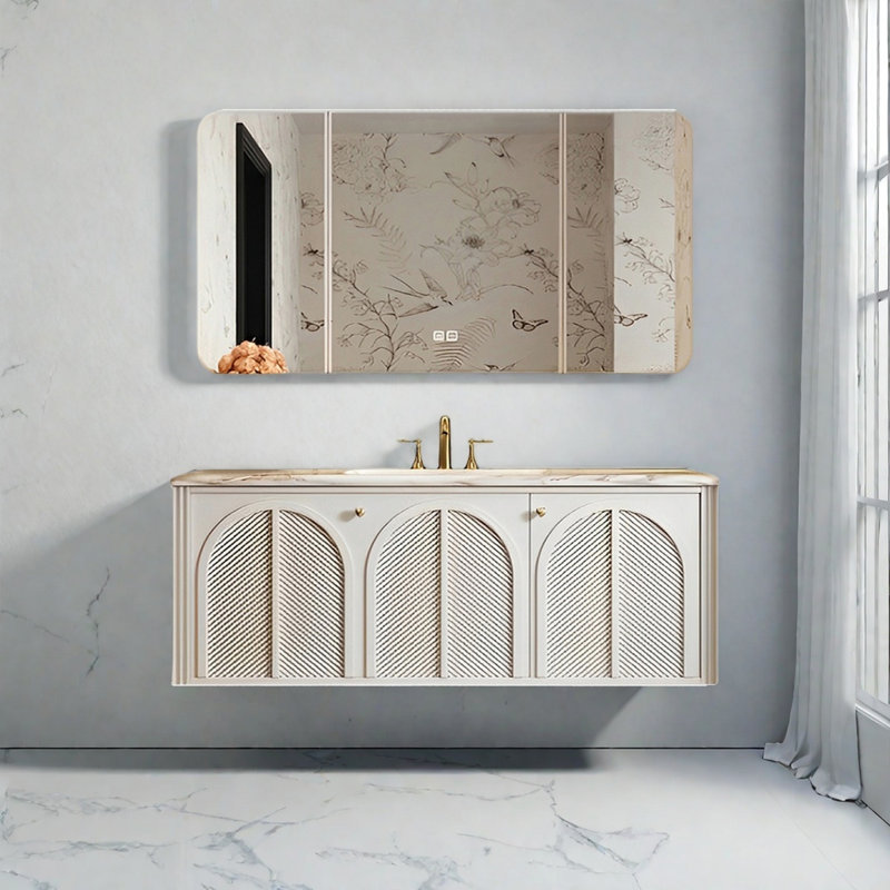 Armoire de salle de bain de style rétro français, H 19,68 po x l 47,24 po x P 19,68 po
