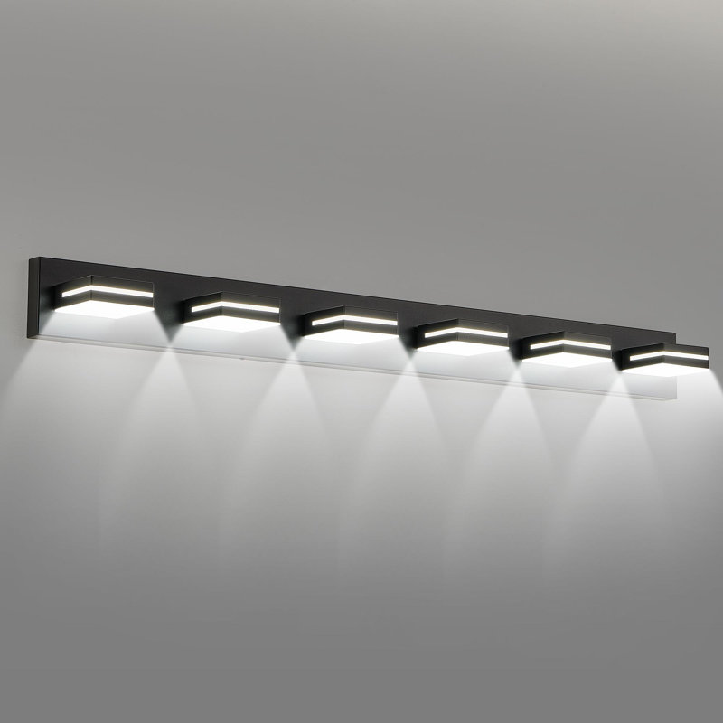 Luminaires de salle de bain Modern, Six lumières, Noir, H 5,1 po x l 47,2 po x P 4,3 po