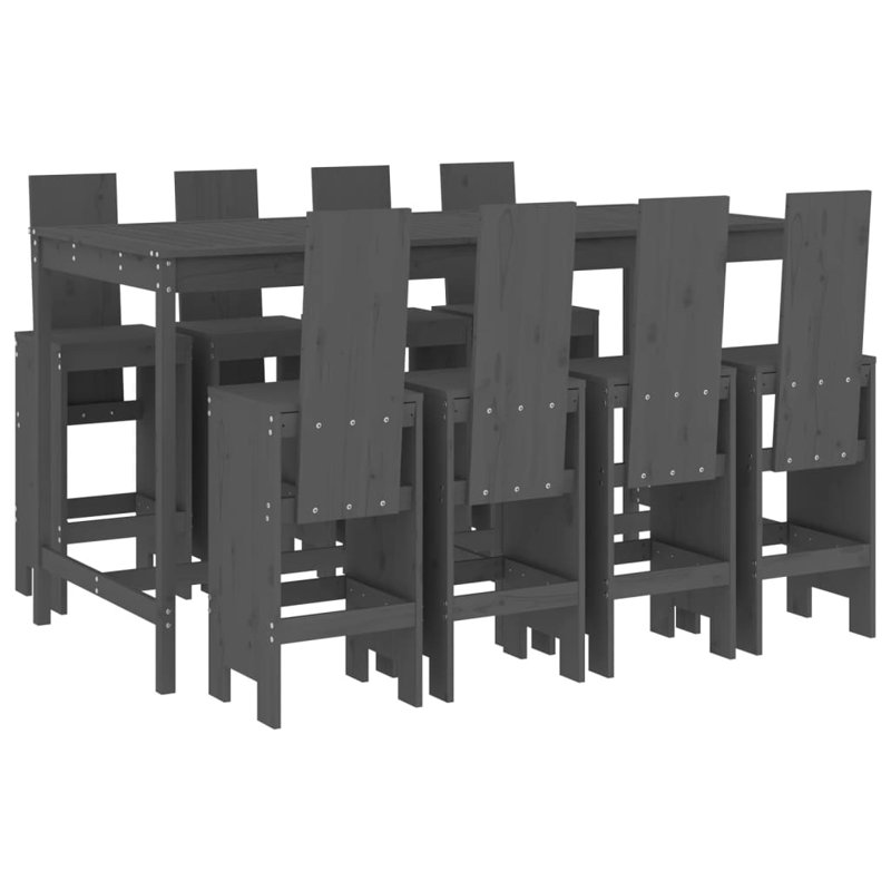 Aundreah Brayden Studio Bar Set with Wood Frame and Solid Wood Outer Material, Grey