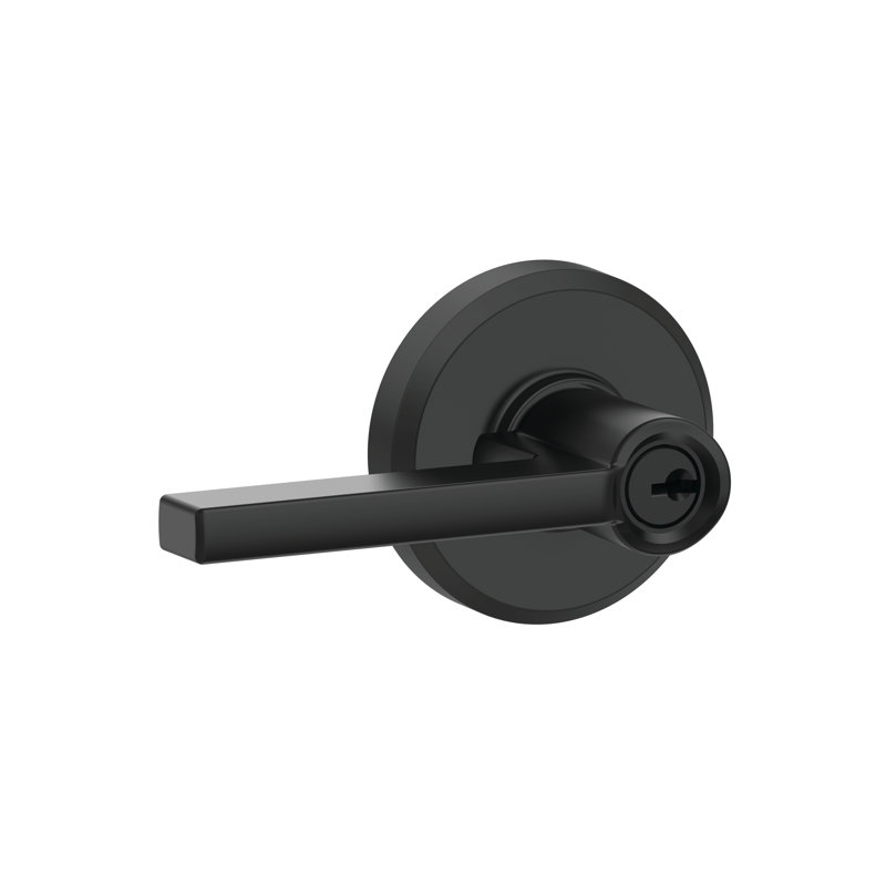 F Series Latitude Keyed Entry Leverset with Greyson Rosette, Matte Black, Keyed Alike, Yes