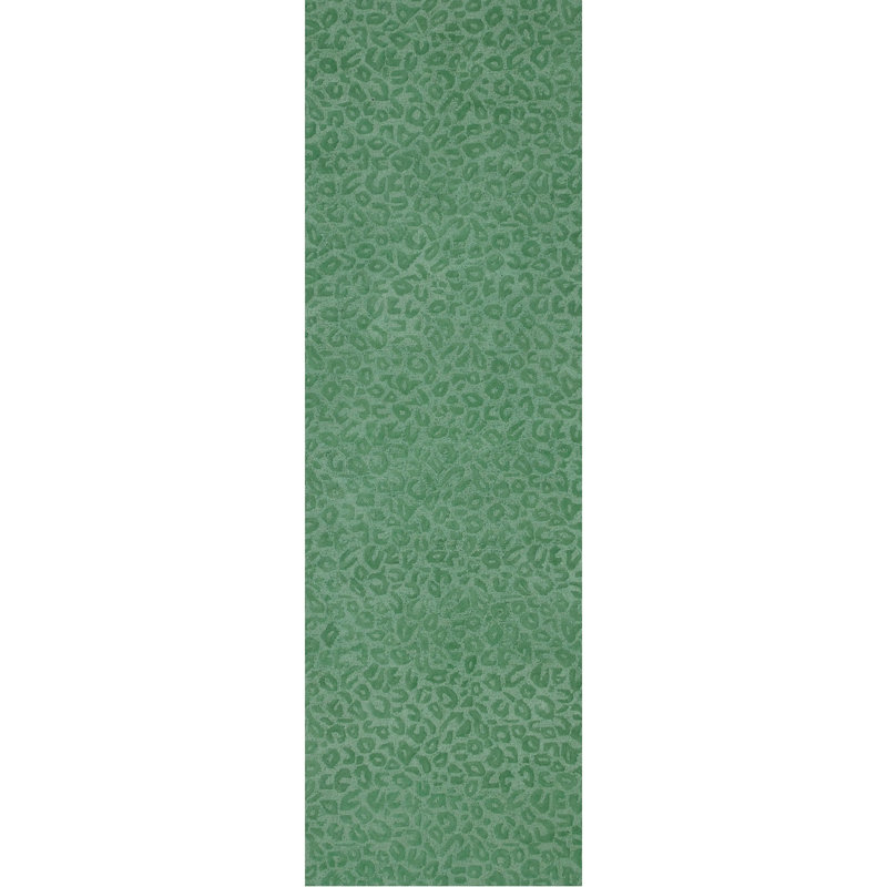 Leopardess Jade Green Hand-Tufted Responsible Wool Rug, Runner 2'6" x 8'