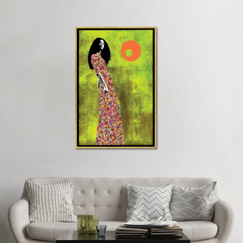 « I wait again » par Jose Cachi, reproduction d’art, H 48 po x l 32 po x P 1,5 po, Toile encadrée d'or, Pas de tapis